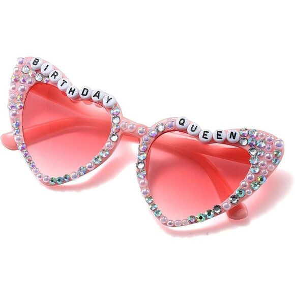 ?Women Pink Heart Shaped Sunglasses Birthday Queen Glasses Heart Sunglasses main image 6